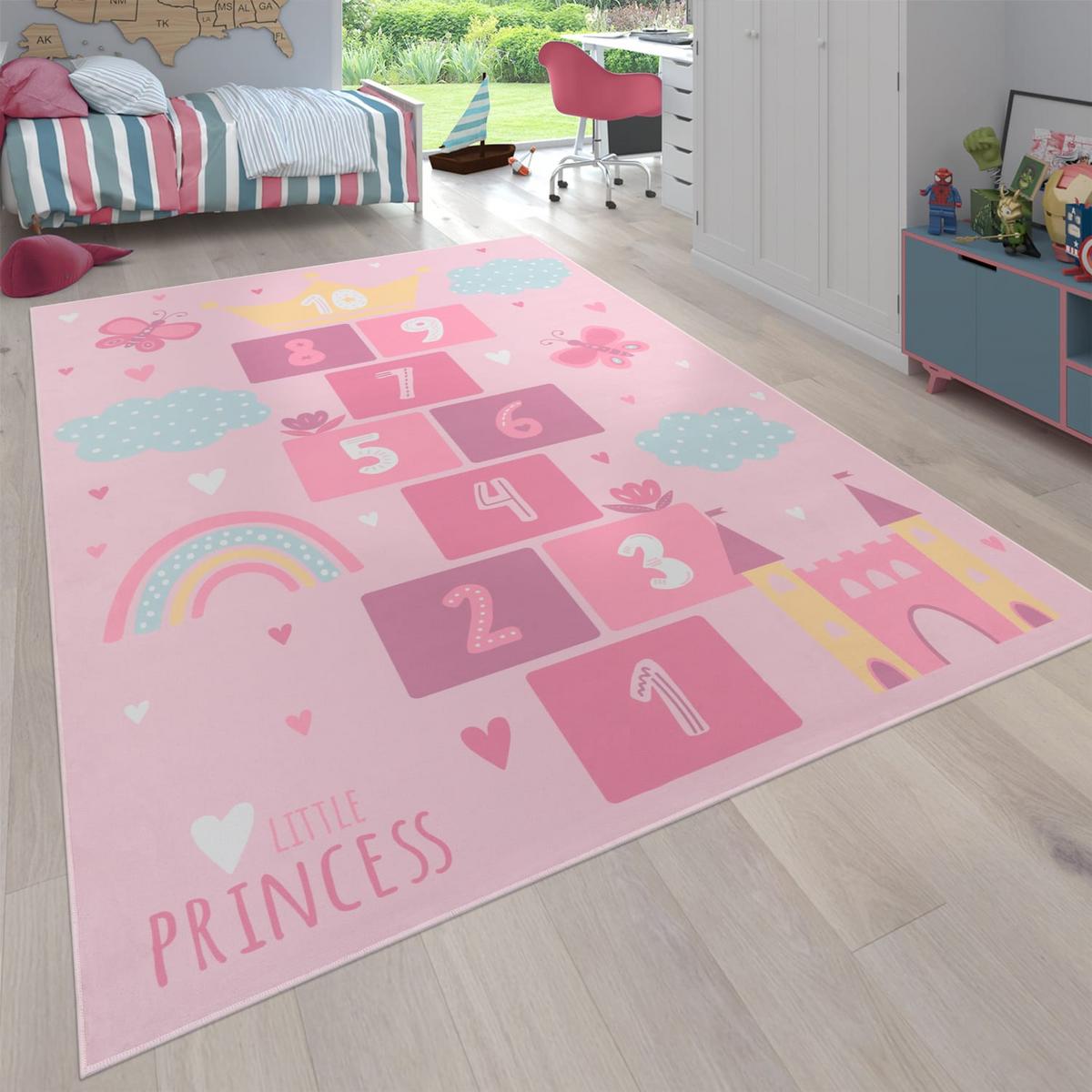 KINDERTEPPICH Waschbar, mit Prinzessinnen-Motiv, Rosa, 100 x 200 cm - Rosa, Textil (200/100cm) - KADIMA DESIGN