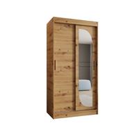 SCHIEBETÜRENSCHRANK mit Spiegel LUCY 200/120/62 2-türig - Silberfarben/Eiche Artisan, Holz (120/200/62cm) - MÖBEL KRYSPOL