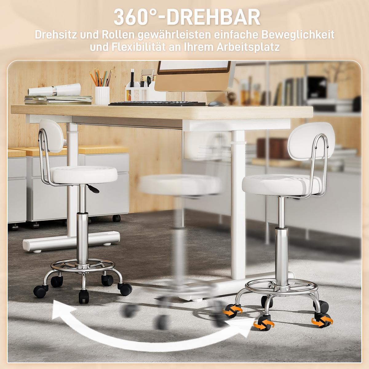 ROLLHOCKER Polyester Stahl Weiß - Silberfarben/Weiß, Kunststoff/Metall (32/86/40cm) - HOMCOM