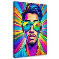 WANDBILD, Pop-Art Mann mit Brille - Multicolor, Textil (30/45cm) - Feeby