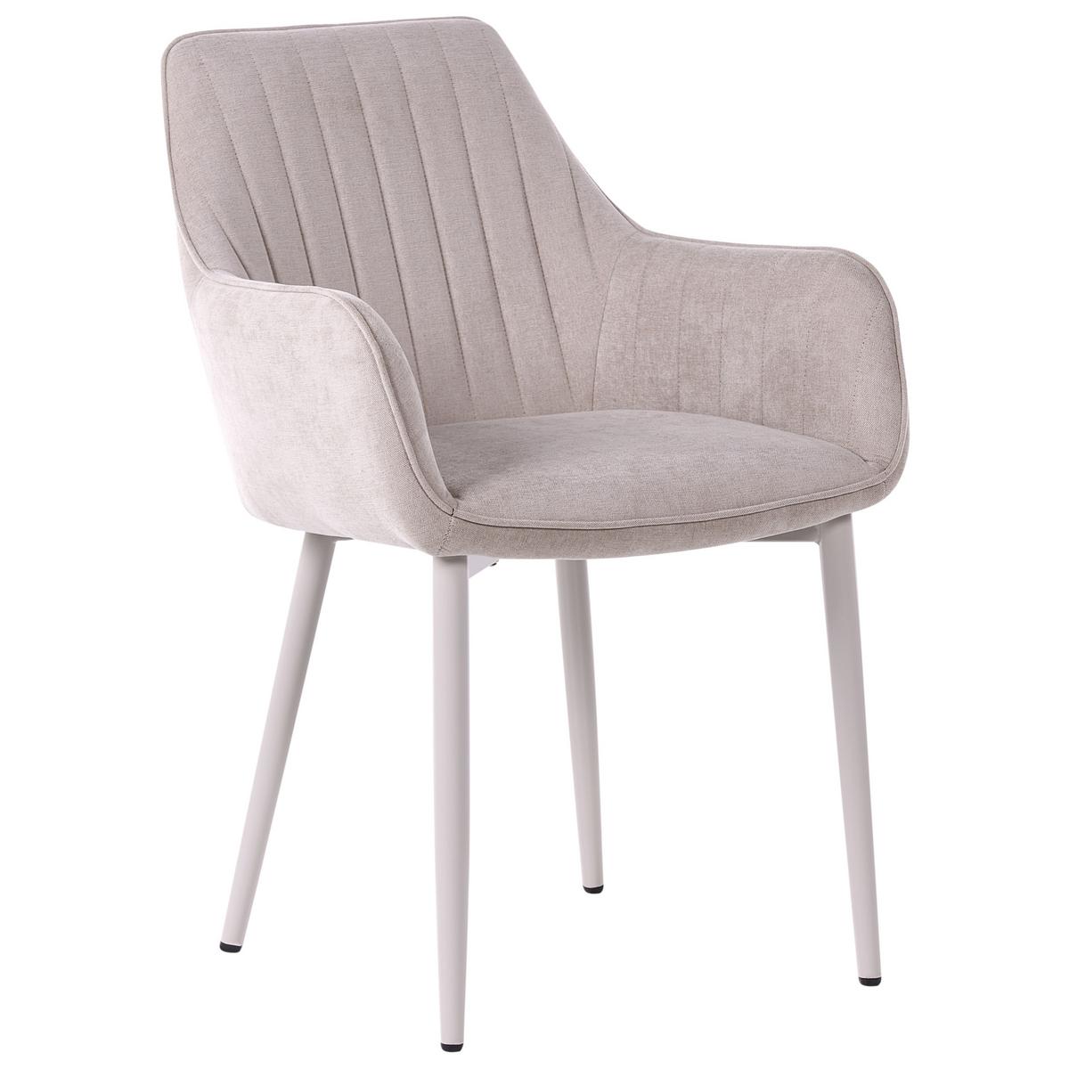 ESSZIMMERSTUHL 2er Set Stoff Beige Wellston - Beige, Textil/Metall (60/84/61cm) - Beliani