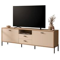 TV-LOWBOARD Kaschmir, Eiche 195 x 64 cm, TV Unterteil mit Soft-Close, Komforthöhe - Kaschmir/Eichefarben, Holzwerkstoff/Metall (195/64/40cm) - Furn.Design