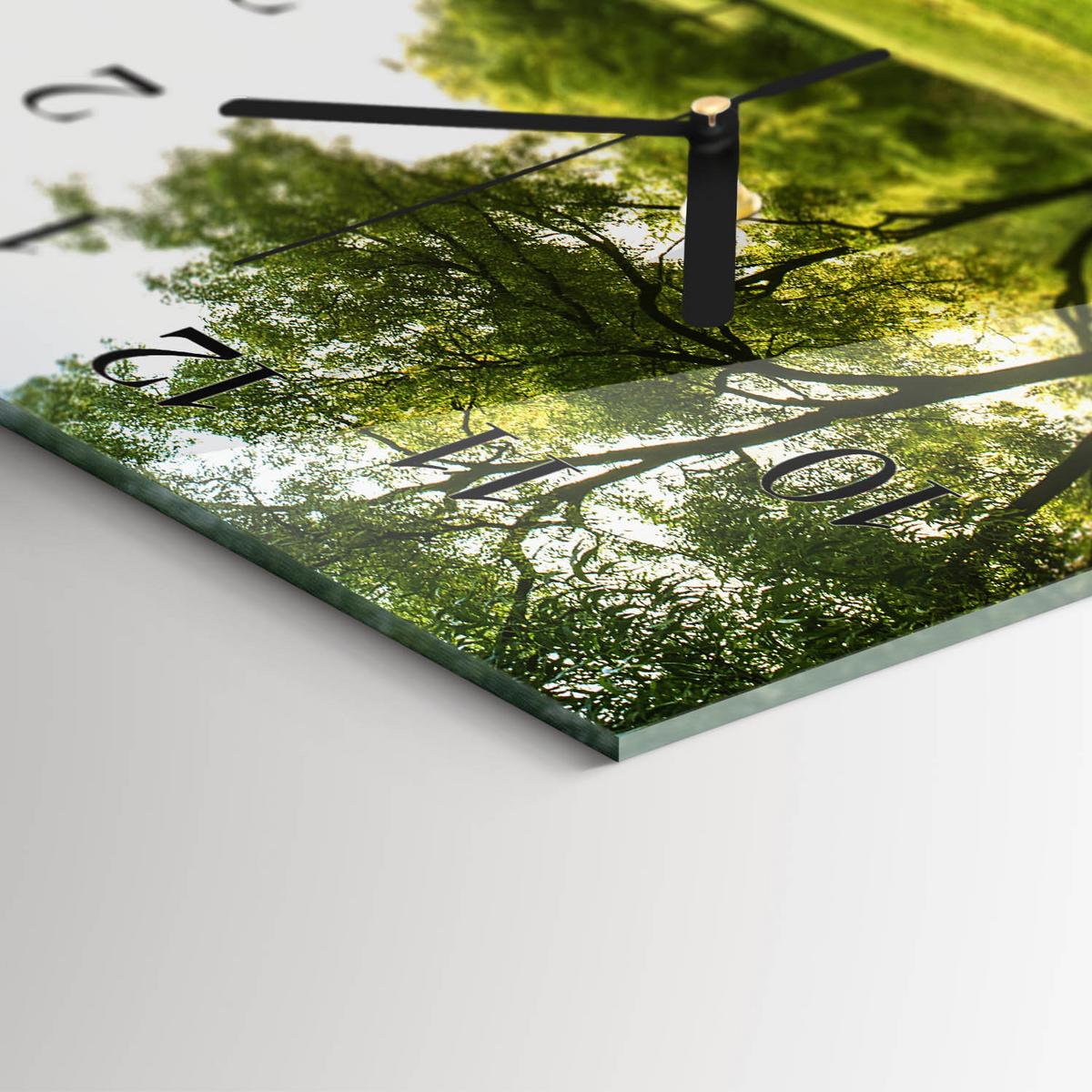 WANDUHR aus Glas 60x30 cm - Das Grün der Natur - Grün, Glas (60/30/0.4cm) - TULUP