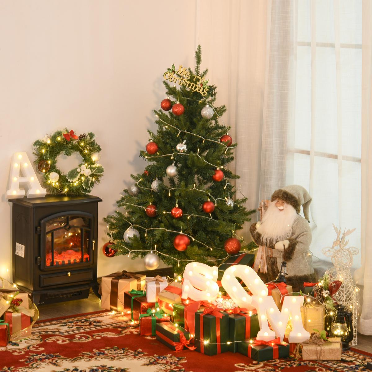 WEIHNACHTSBAUM 1,2 m Christbaum Kunsttanne 657 Zweige Metallfuß PVC Weiß - Grün, Kunststoff (120cm) - HOMCOM