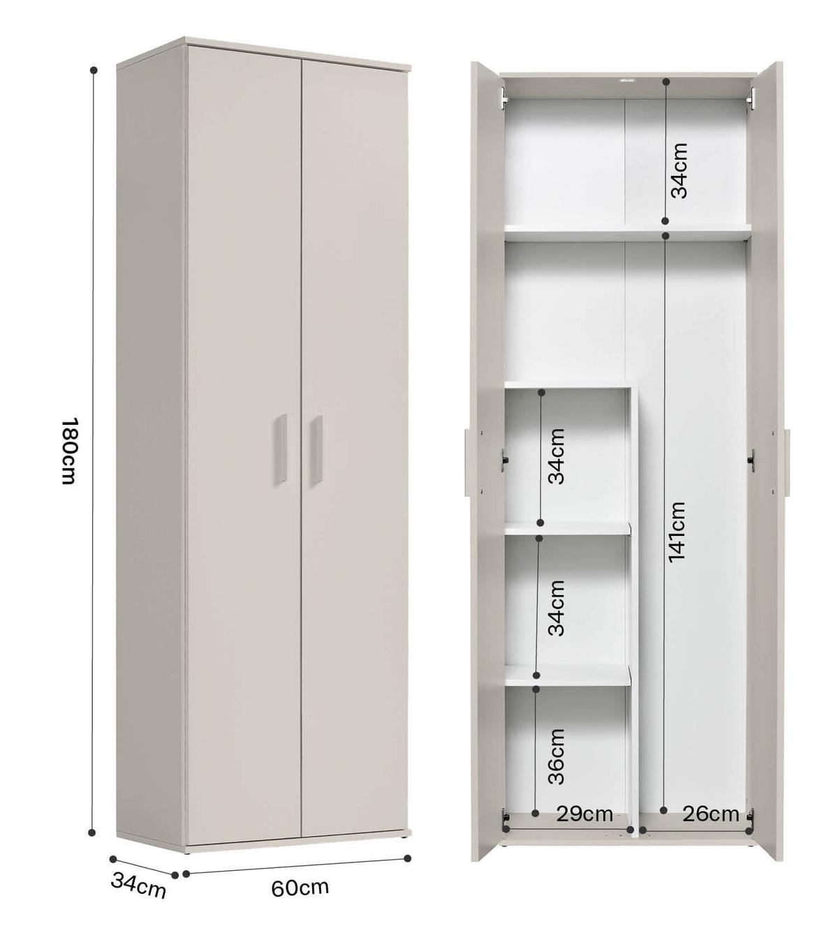 BESENSCHRANK Der Lange - Beige, Holzwerkstoff (60/180/34cm) - Mokebo