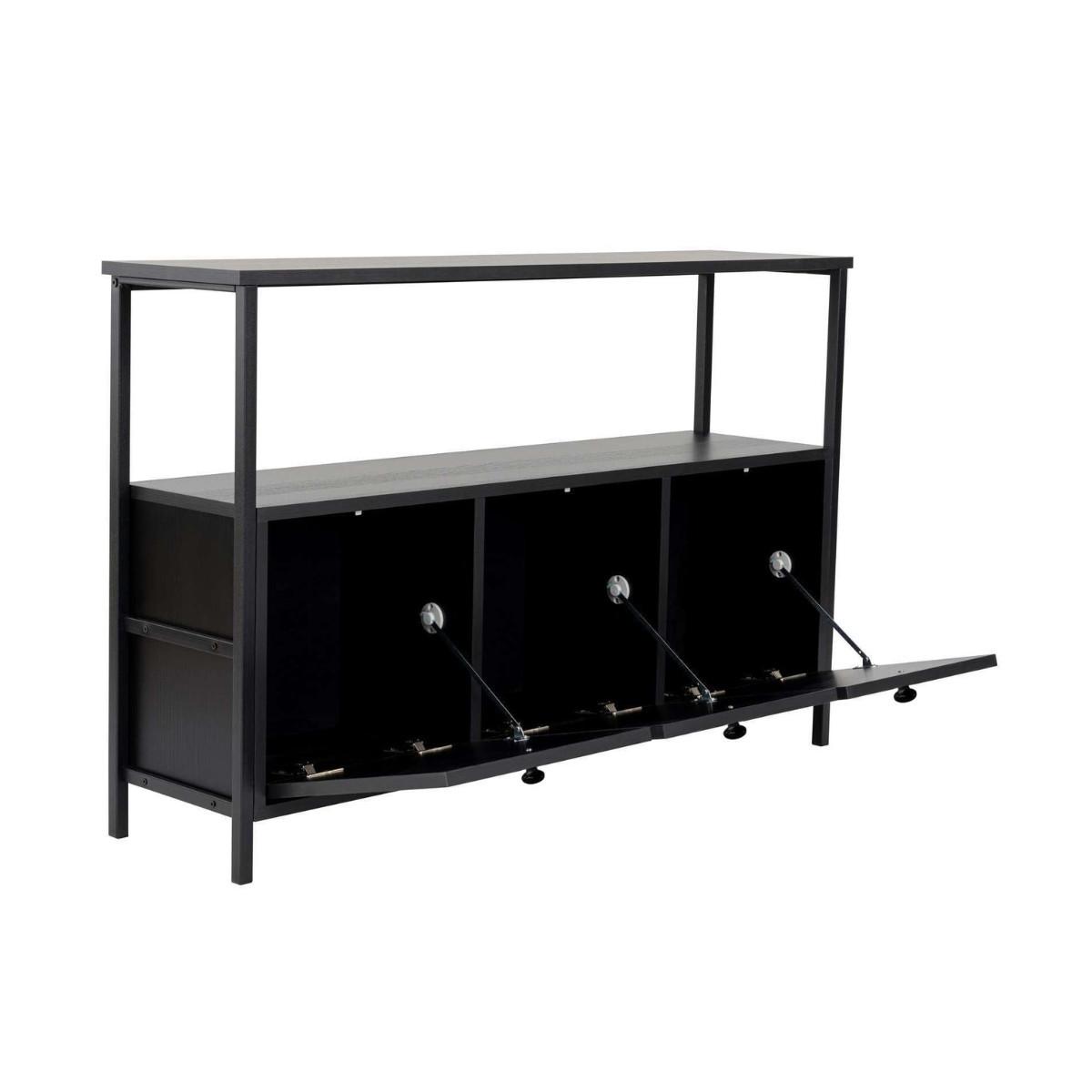 SIDEBOARD mit 3 Türen und 1 oberer Ablagefläche 120/29,5/77 cm - Schwarz, Holzwerkstoff (29.5/77/20.5cm) - Calicosy