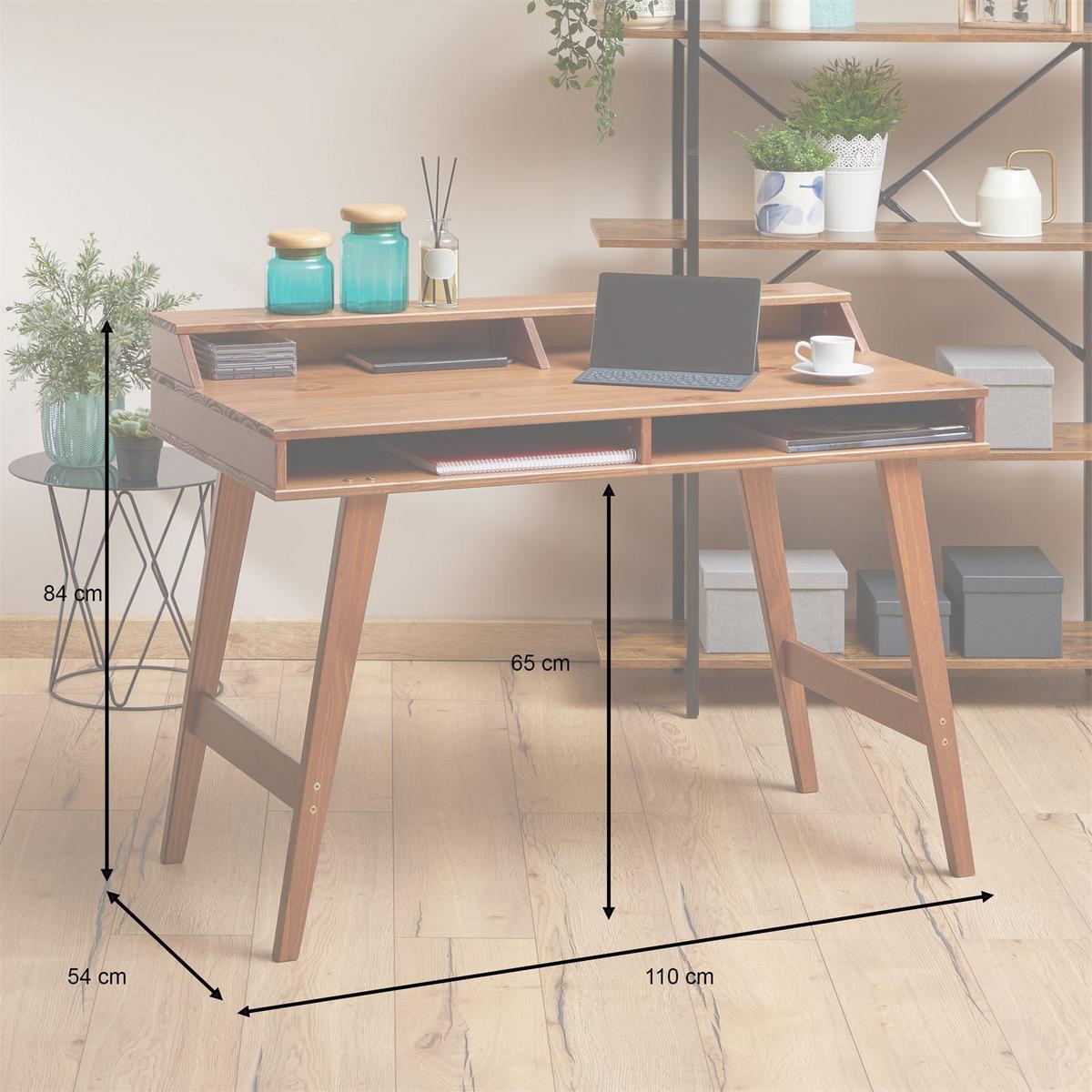 SCHREIBTISCH LUNA - Kastanienfarben, Holz (54/110/83cm) - IDIMEX