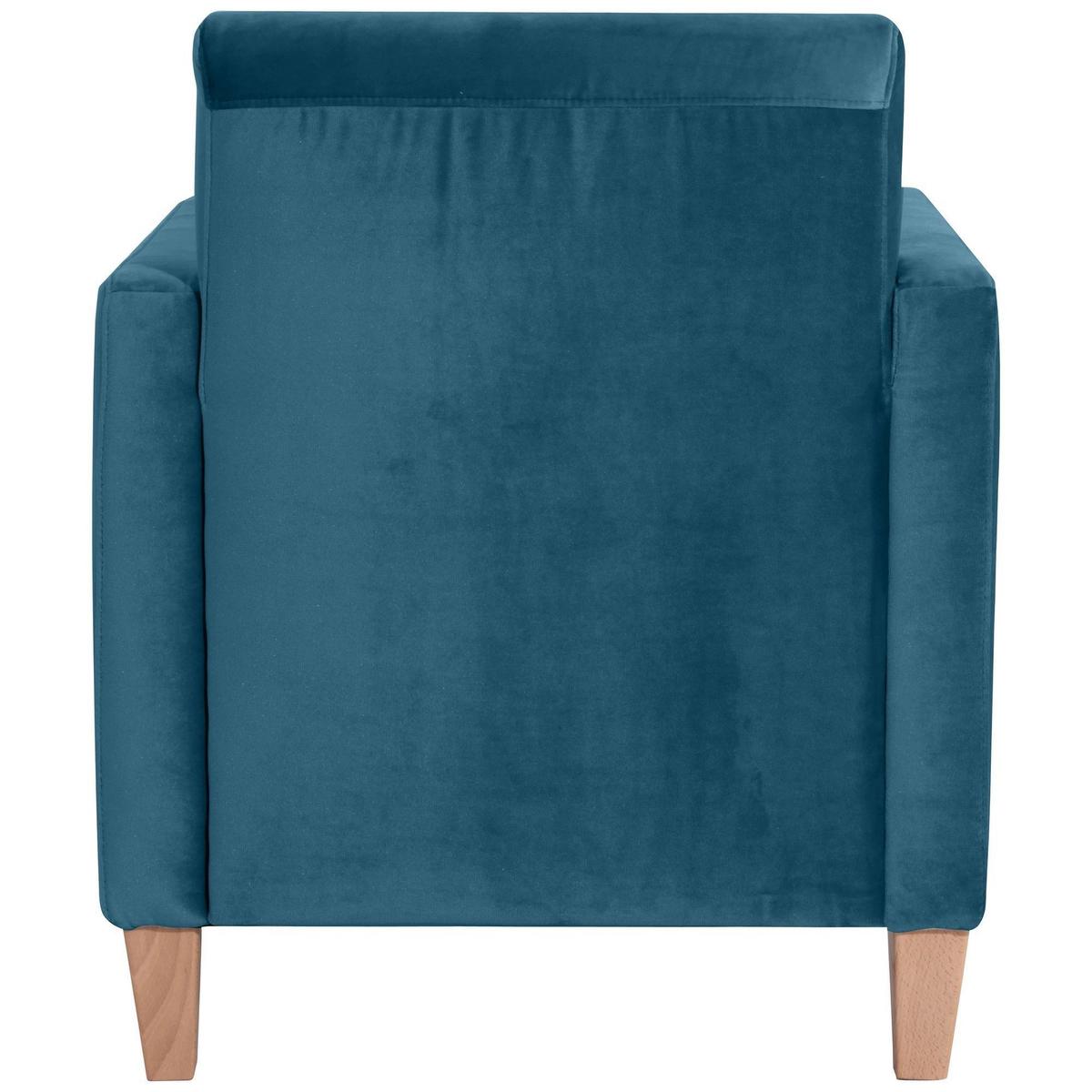 SESSEL Karol Bezug Samtvelours Buche natur / petrol - Blau, Kunststoff (71/81/70cm) - 58aufmkessel