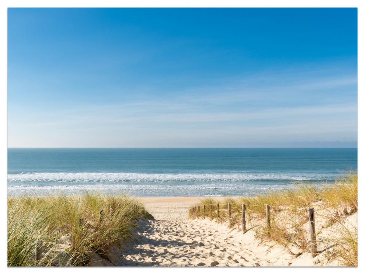 FOTOTAPETE Strand Meer Landschaft 3D 300x210 - Blau/Beige, Papier (300/210cm) - Muralo