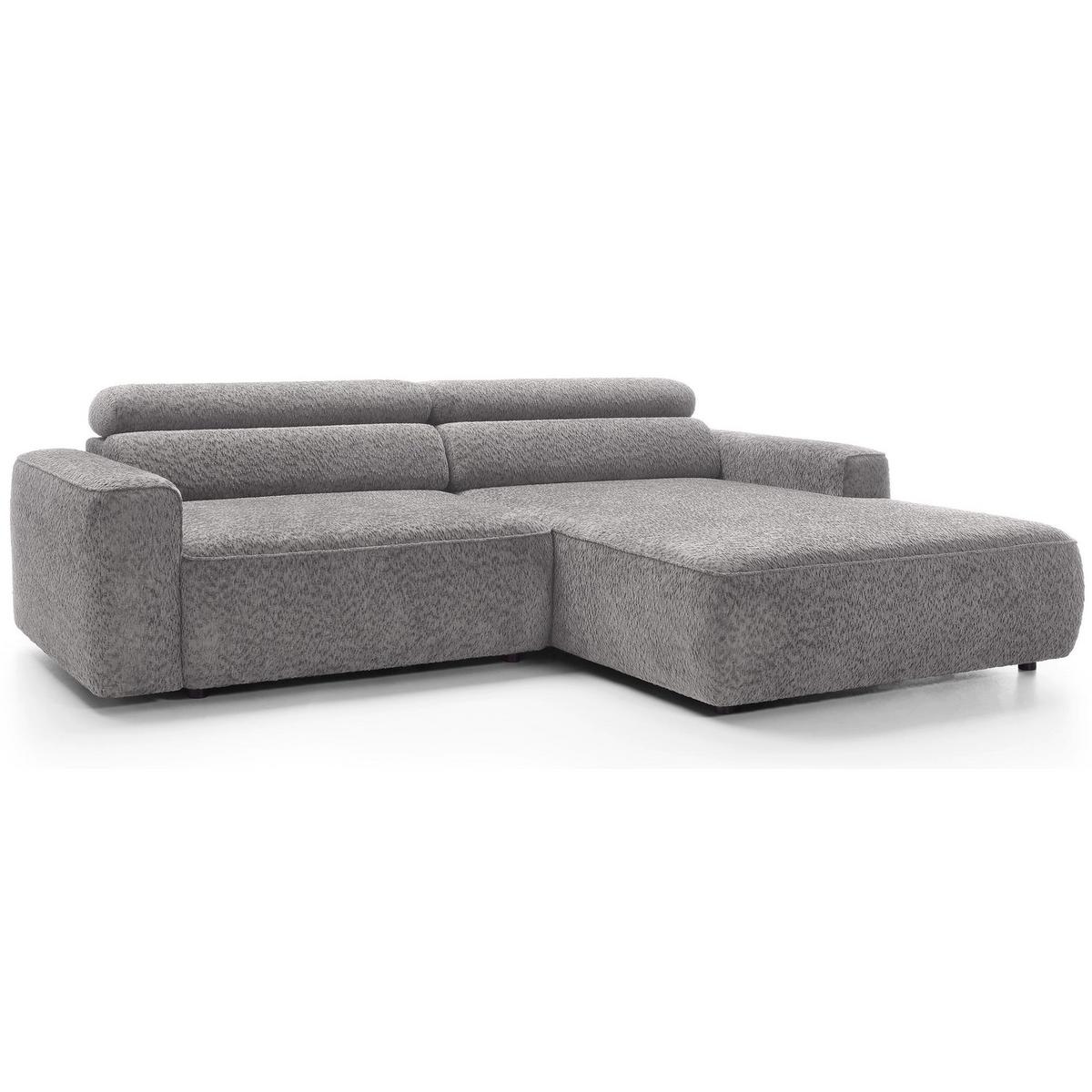 ECKSOFA Fando Hellgrau Chenille - Hellgrau/Schwarz, Kunststoff/Textil (182/252cm) - Selsey
