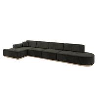 ECKSOFA Ottomane Links IREA-L3 - 412x165x80 cm Schwarz - Schwarz, Holzwerkstoff/Textil (412/165cm) - ALTDECOR