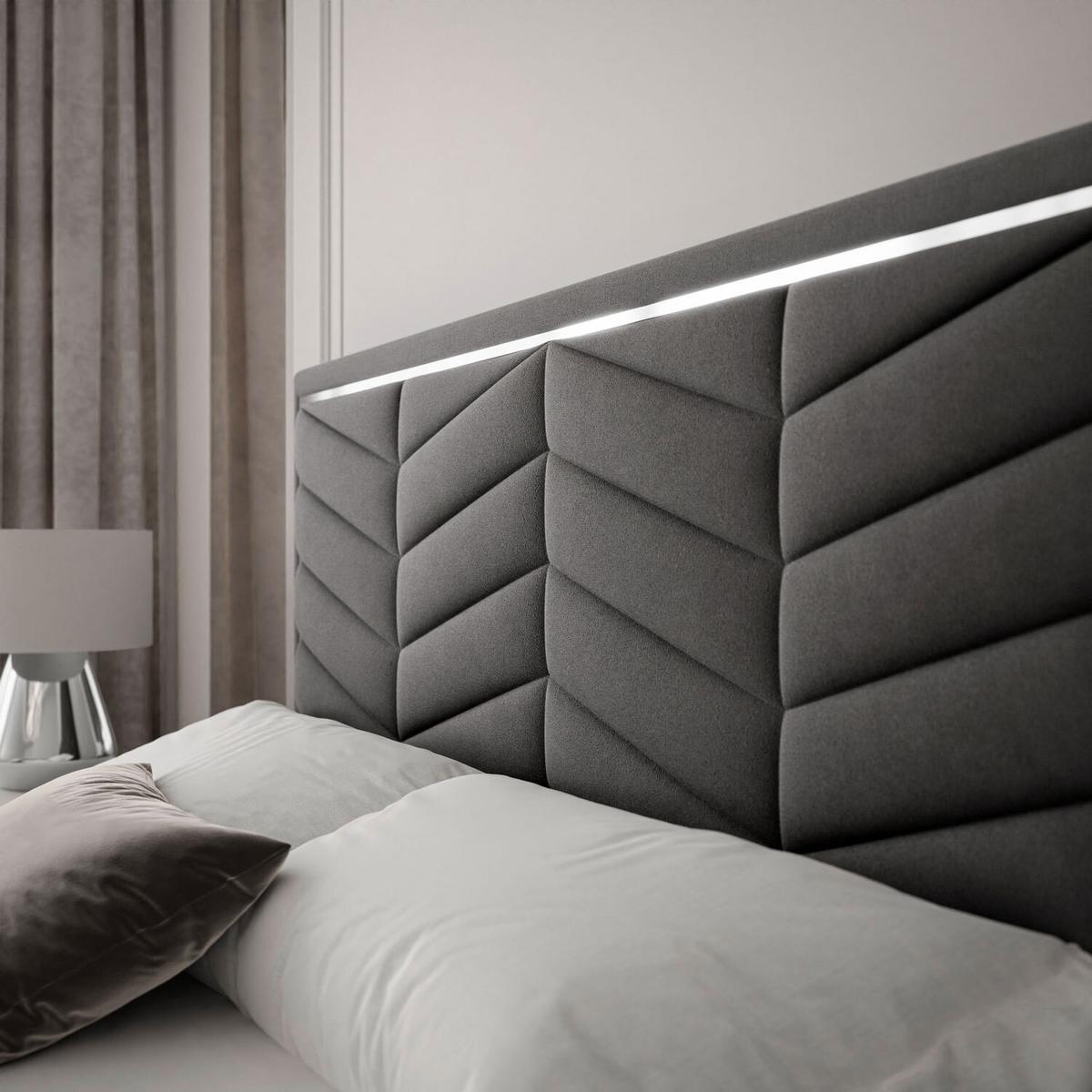 POLSTERBETT AURORA II 140x200 mit Bettkasten Jasmine 96 - Grau, Textil (140/200cm) - Lookway