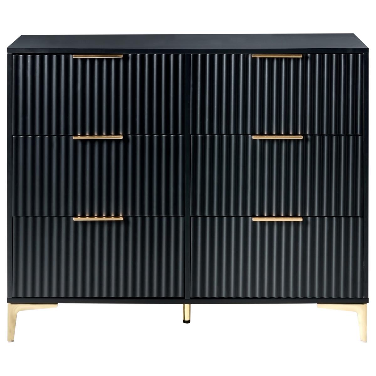KOMMODE mit 6 Schubladen Schwarz Walcott - Schwarz, Holzwerkstoff (108/89/40cm) - Beliani