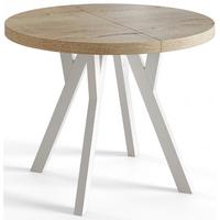 RUNDER Esstisch ausziehbar – Moderner Wohnzimmertisch und Küchentisch – Tisch mit Stabile Konstruktion, Durchmesser 80 cm - 130 cm - Farbe Halifax - Braun/Weiß, Holzwerkstoff (80/80/77cm) - Alpi-Möbel