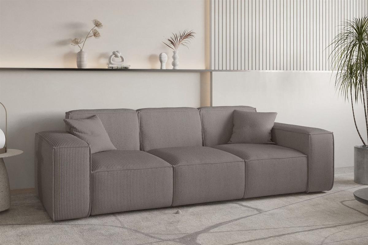 SOFA Celes Premium 3-sitzer Stoff Scala - Taupe, Holzwerkstoff/Textil (225/73/88cm) - Fun Möbel