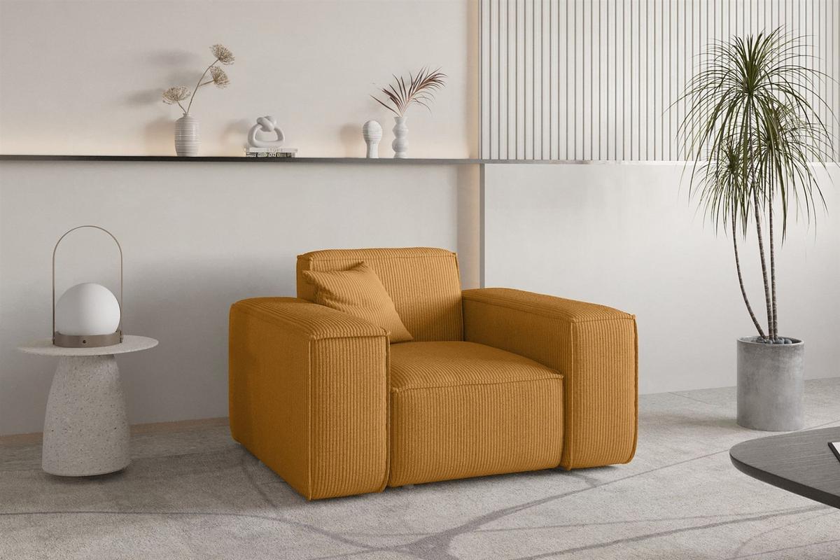SESSEL Celes Premium Stoff Scala - Currygelb, Holzwerkstoff/Textil (121/73/88cm) - Fun Möbel