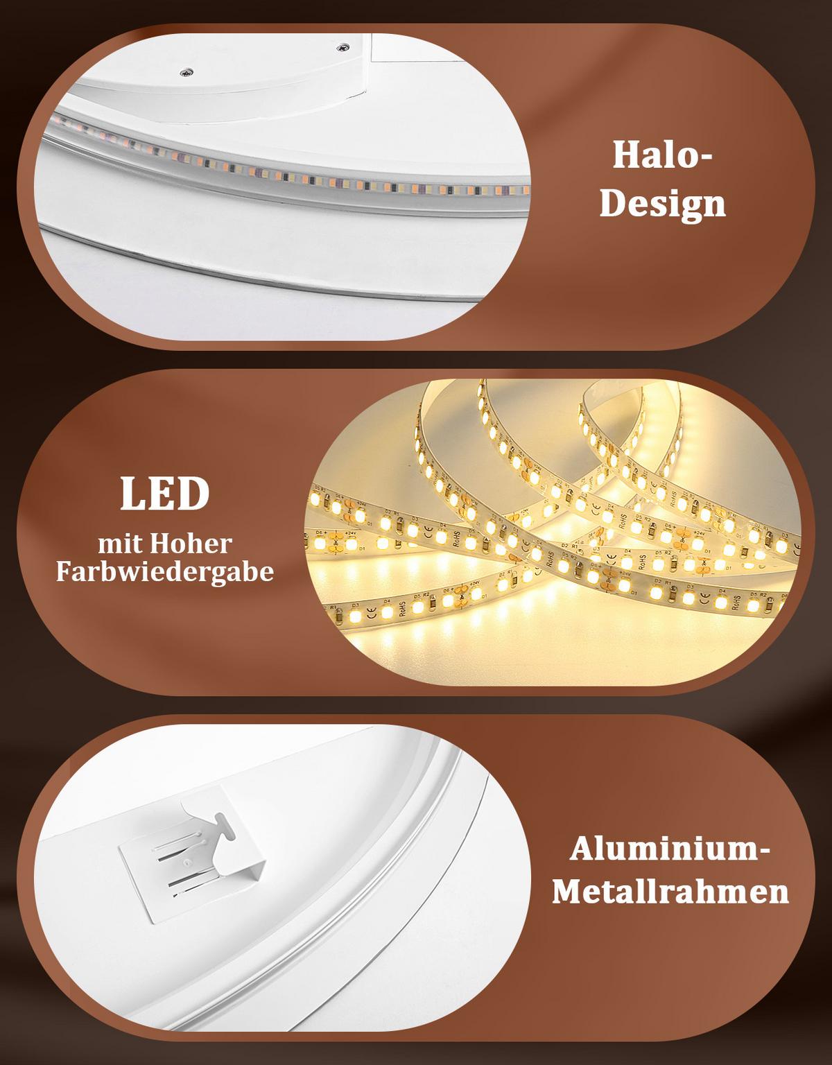 BADSPIEGEL mit Beleuchtung Laryn 3/60/80 cm - Weiß, Glas (60/80/3cm) - ZMH