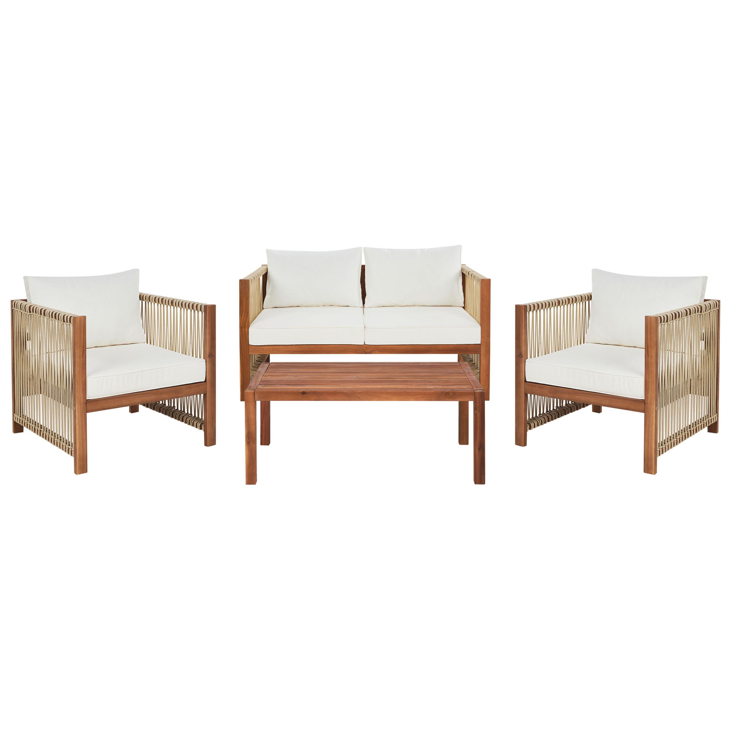 4-SITZER LOUNGE SET Akazienholz Beige Antria - Hellbraun/Beige, Holz - Beliani