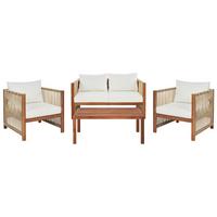 4-SITZER LOUNGE SET Akazienholz Beige Antria - Hellbraun/Beige, Holz - Beliani