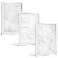 BILDER SET 3er Set - 40x60 cm Weißer Rahmen - Minimalistischer Hintergrund mit weißen Punkten - Weiß, Kunststoff (40/60cm) - TULUP