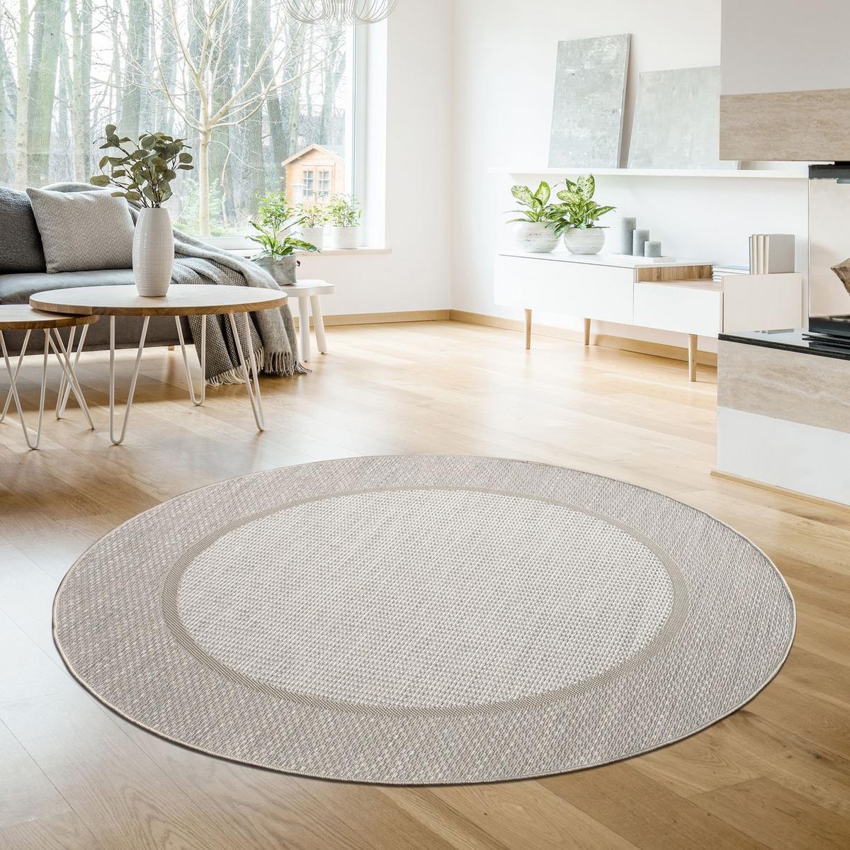 OUTDOORTEPPICH Boho Beige Creme Ø 200 cm - Champagner/Beige, Kunststoff (200/200cm) - TT Home