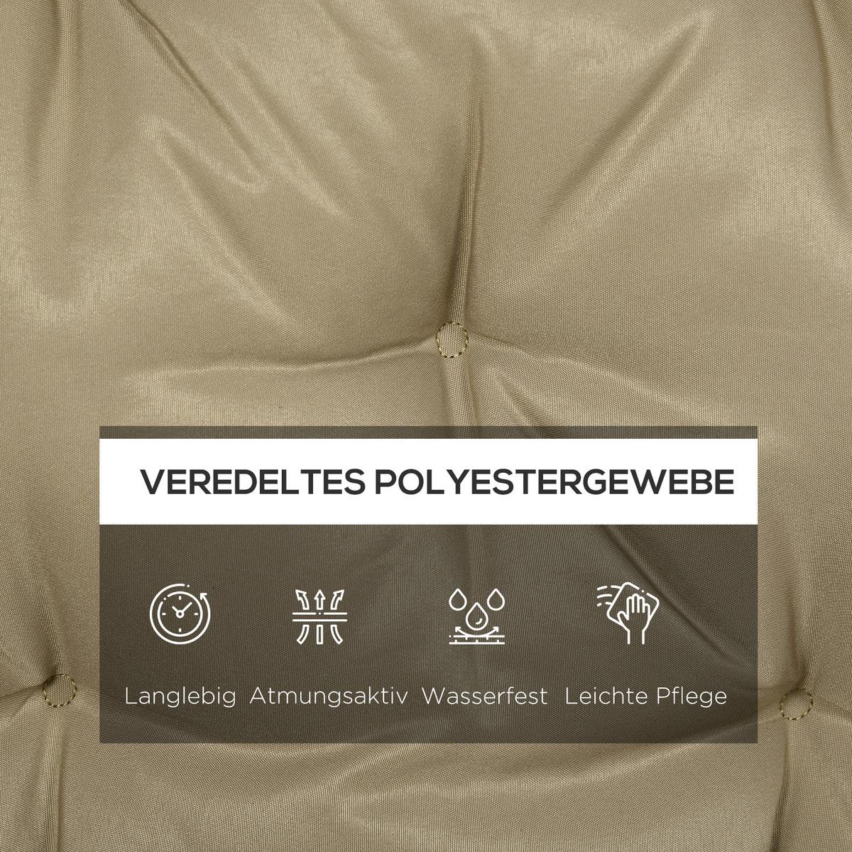 3 Sitzer Bankauflage 150x98x8 cm Bankkissen mit Bändern, Sitzkissen Stuhlkissen - Beige, Kunststoff (98/8/150cm) - Outsunny