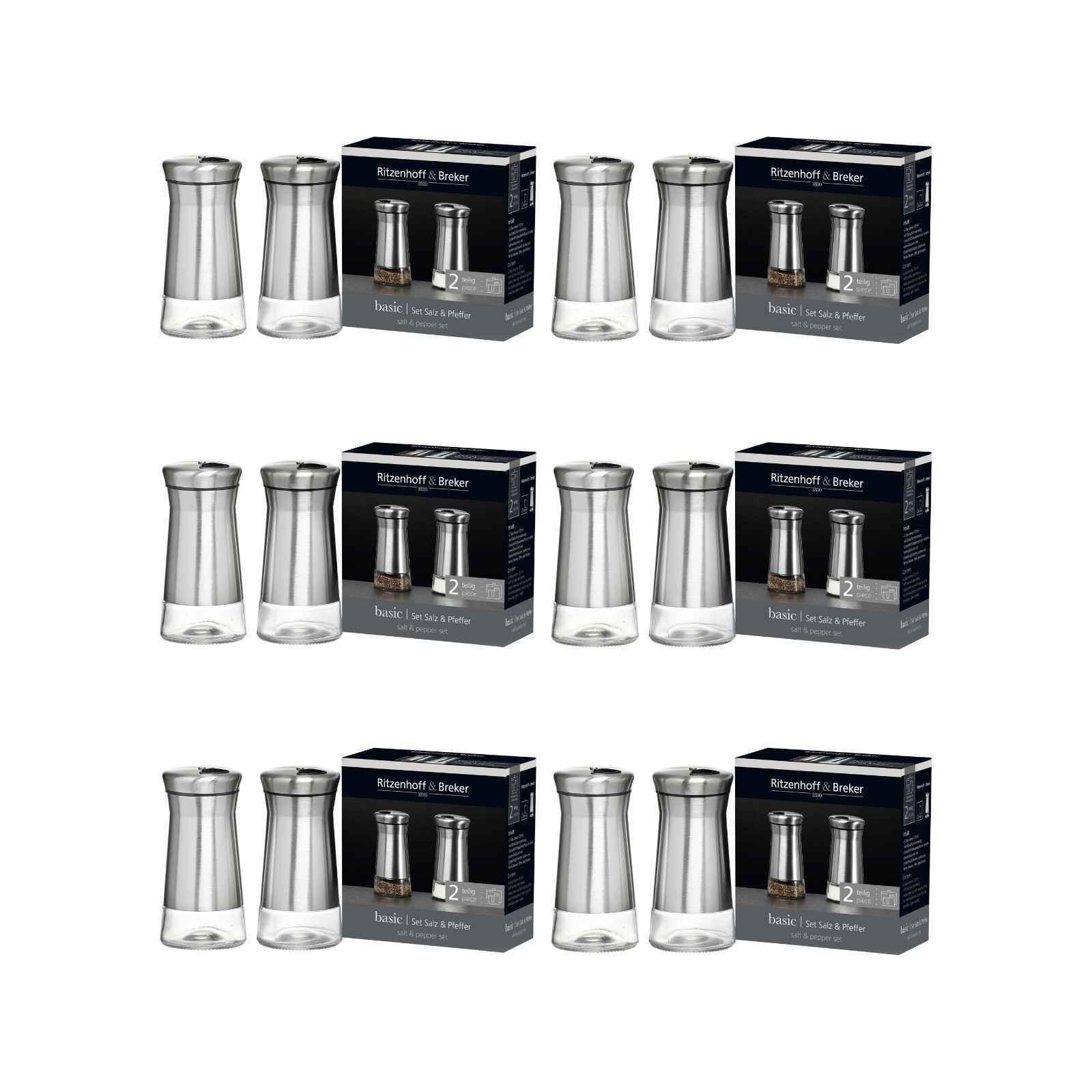 SALZ- & PFEFFERSTREUER Basic transparent-silber 120 ml 12-tlg. - Transparent/Silberfarben, Glas/Metall (6/12.5/12cm) - Ritzenhoff Breker
