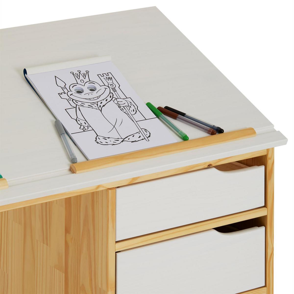 KINDERSCHREIBTISCH EMMA natur/weiß - Naturfarben/Weiß, Holz (114/76/55cm) - IDIMEX