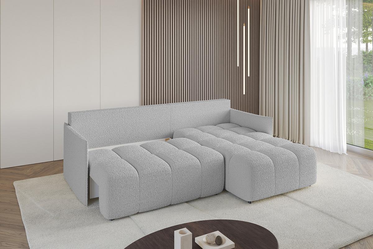 ECKSOFA Ottomane rechts LONLI-L 251x189x68 Hellgrau Bouclé - Hellgrau, Holzwerkstoff/Kunststoff (189/251cm) - ALTDECOR