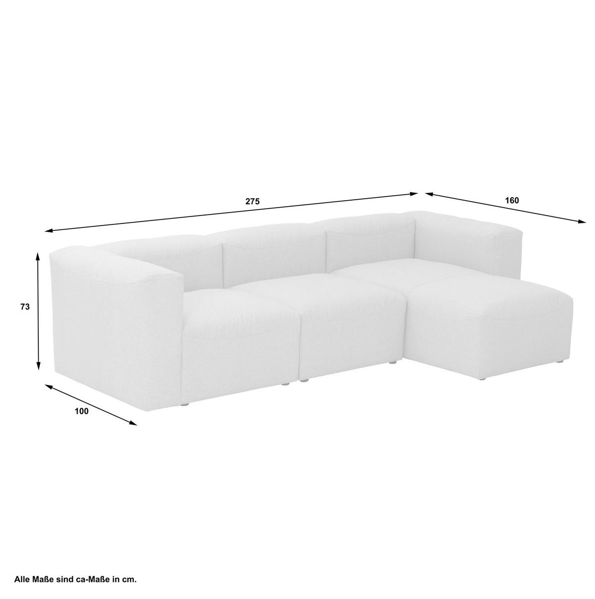 ECKSOFA mit Longchair links Kattrina Flachgewebe creme - Creme, Kunststoff (160/275cm) - 58aufmkessel