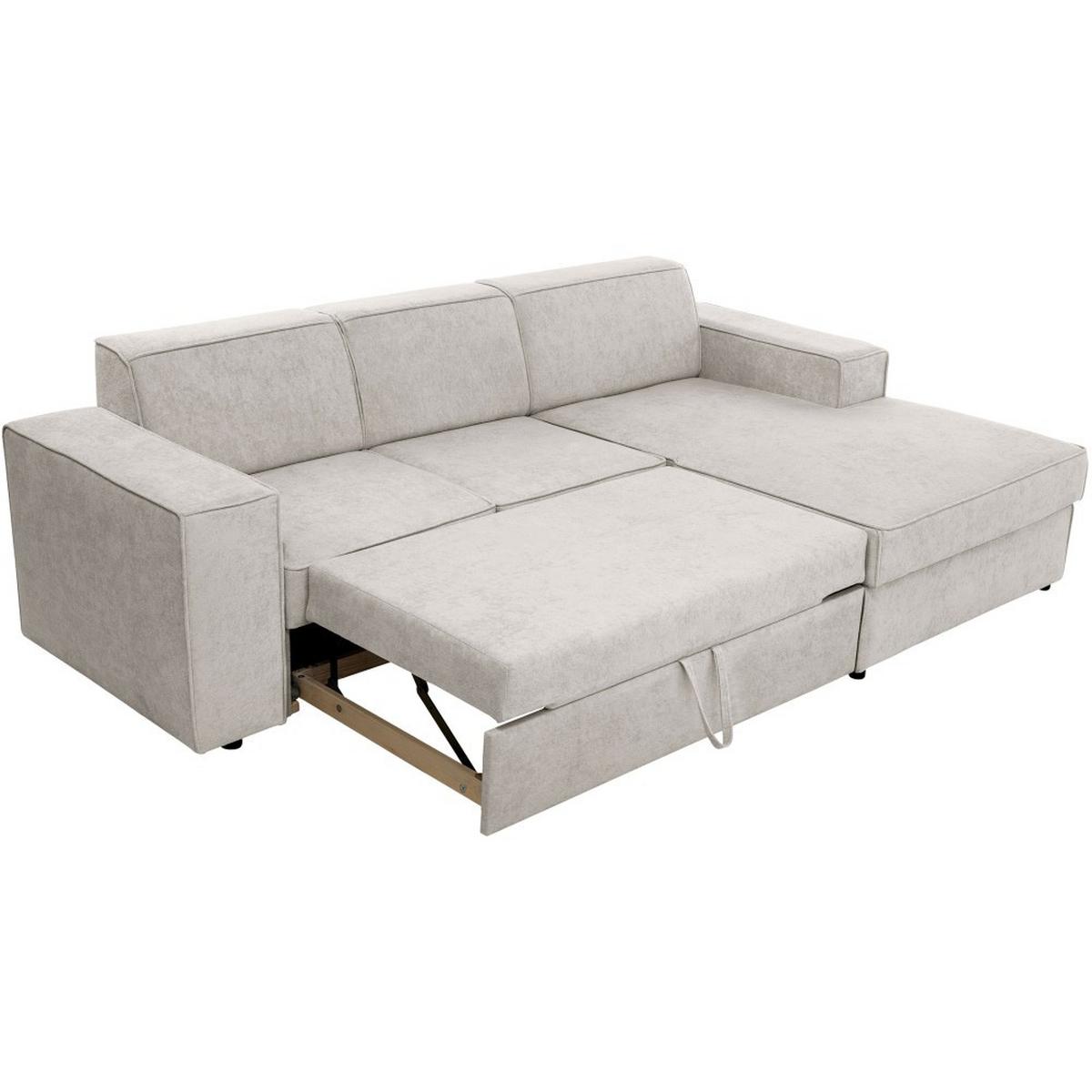 ECKSCHLAFSOFA mit Schlaffunktion Pedro L beige rechts - Beige/Schwarz, Kunststoff/Textil (267/160cm) - Beautysofa