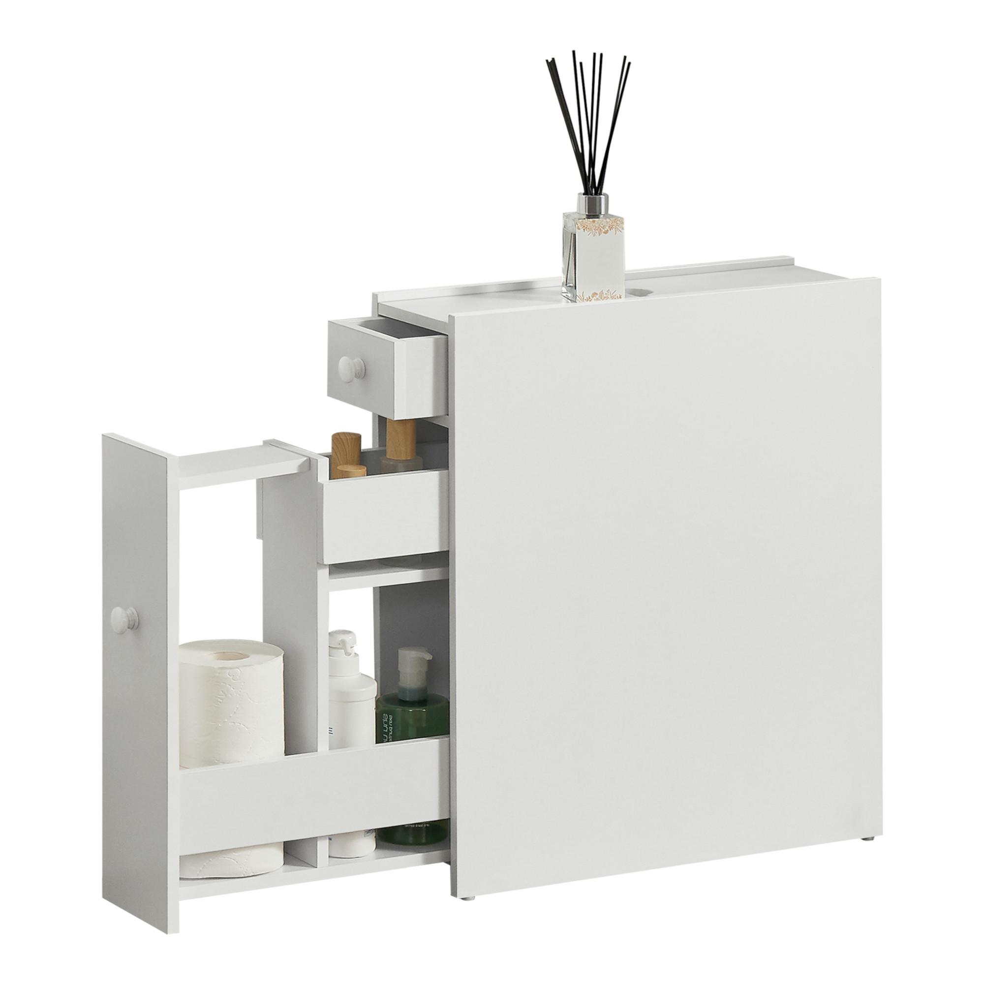 SEITENSCHRANK Kihniö - Weiß, Holzwerkstoff (16/58/48cm) - [en.casa]