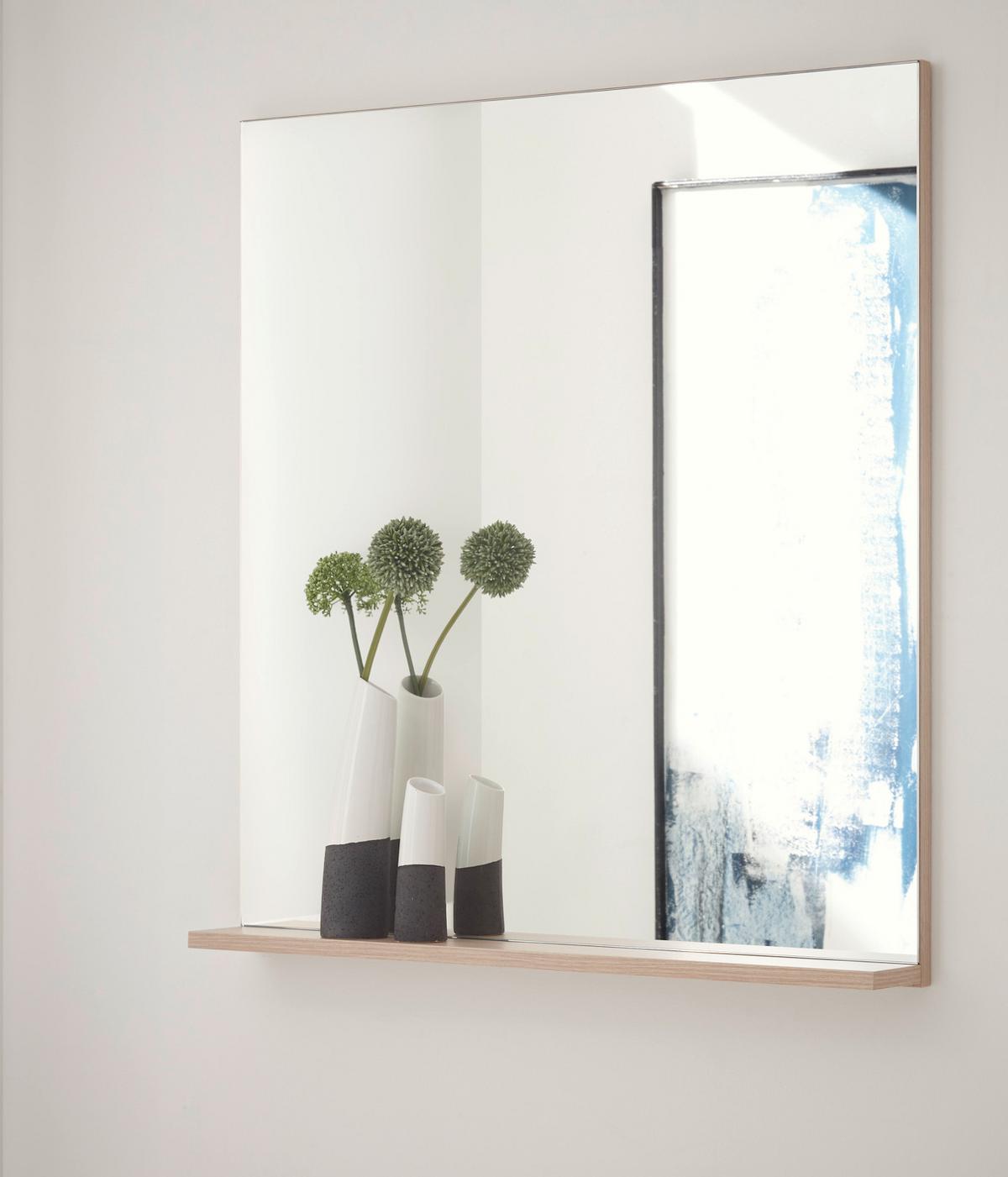 WANDSPIEGEL Eiche mit Ablage Garderobenspiegel 75 x 80 cm - Eichefarben, Glas/Holzwerkstoff (75/80/10cm) - Furn.Design