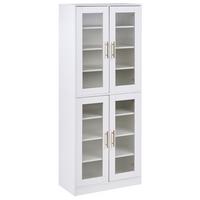 SCHUHSCHRANK mit LED-Beleuchtung Weiß Griffith - Weiß, Holzwerkstoff (70/170/35cm) - Beliani