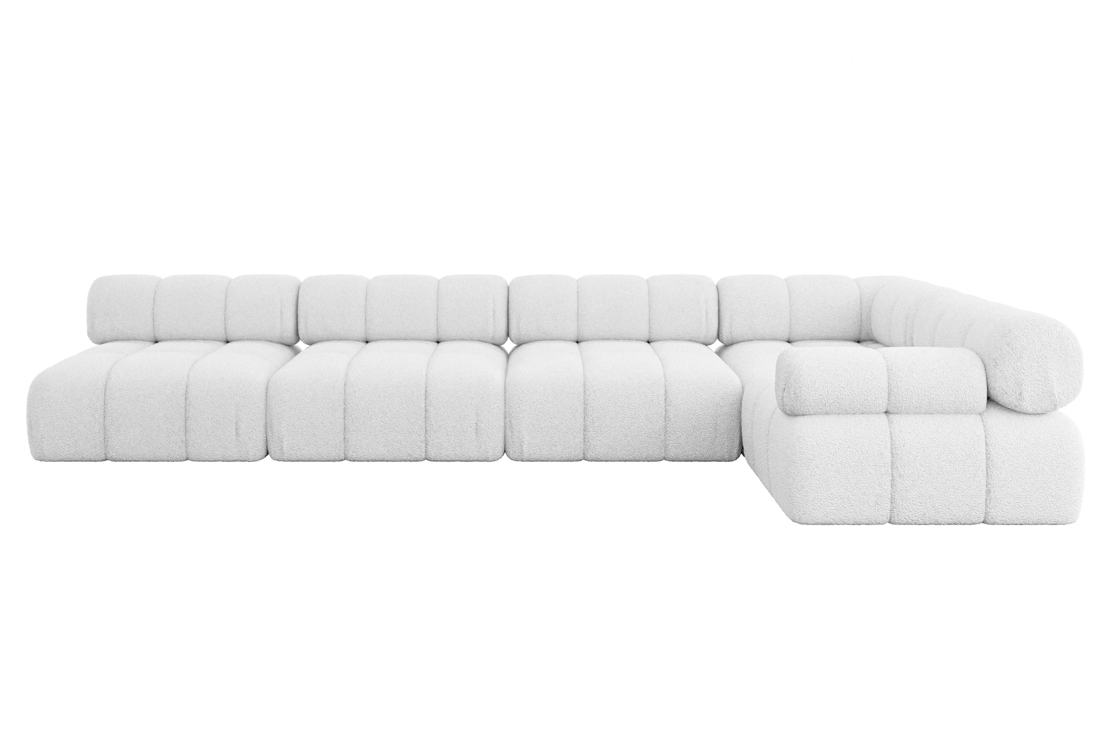 ECKSOFA modulares Sofa Mende-L3 - 380x190x70 cm Weiß Bouclé - Weiß, Holzwerkstoff/Textil (380/190cm) - ALTDECOR