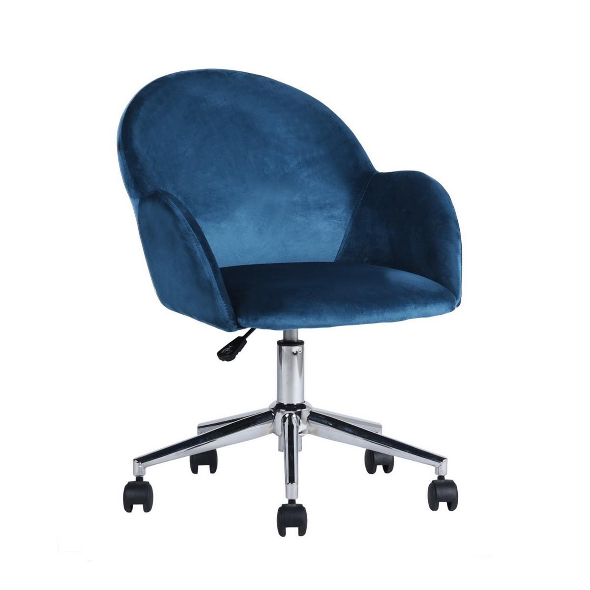 BÜROSTUHL mit Rollen und Armlehnen - CHIOZZA - Blau, Textil (57/77/59cm) - Calicosy