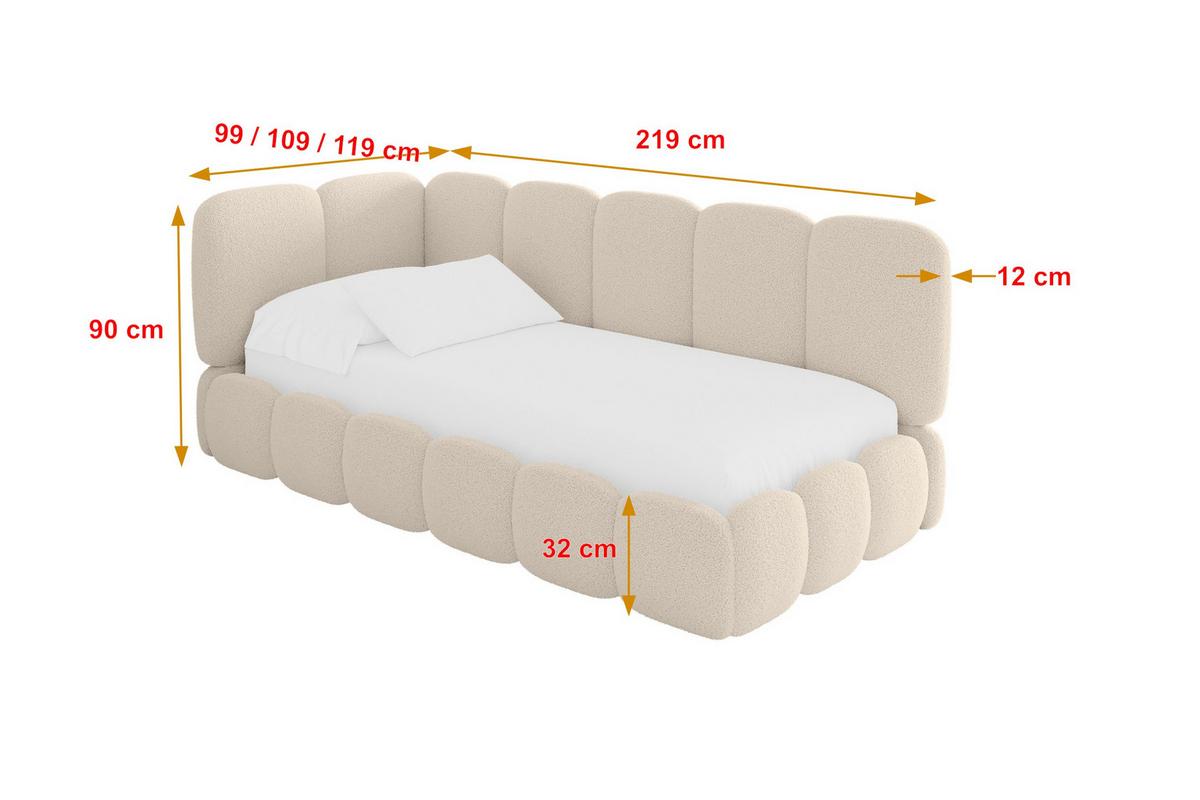 EINZELLBETT Jugendbett mit Bettkasten, Rechts - AVRY 90x200 Dunkelbeige - Taupe/Cappuccino, Holzwerkstoff/Textil (90/200cm) - ALTDECOR