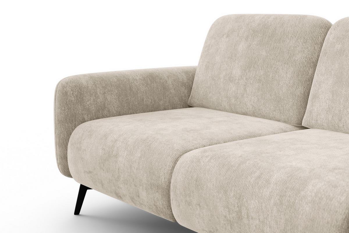 SOFA FEBE 2-Sitzer, cremefarbener Chenille-Stoff - Creme/Schwarz, Holz/Textil (160/82/96cm) - Wozimo