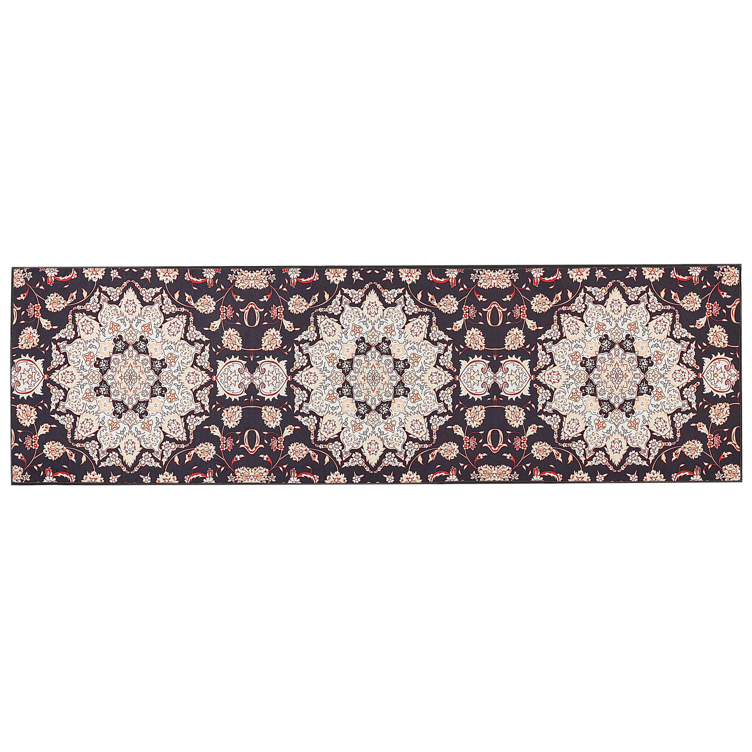 KURZFLOR-TEPPICH Schwarz 60/200 cm Aritas - Beige/Rot, Textil (60/200cm) - Beliani