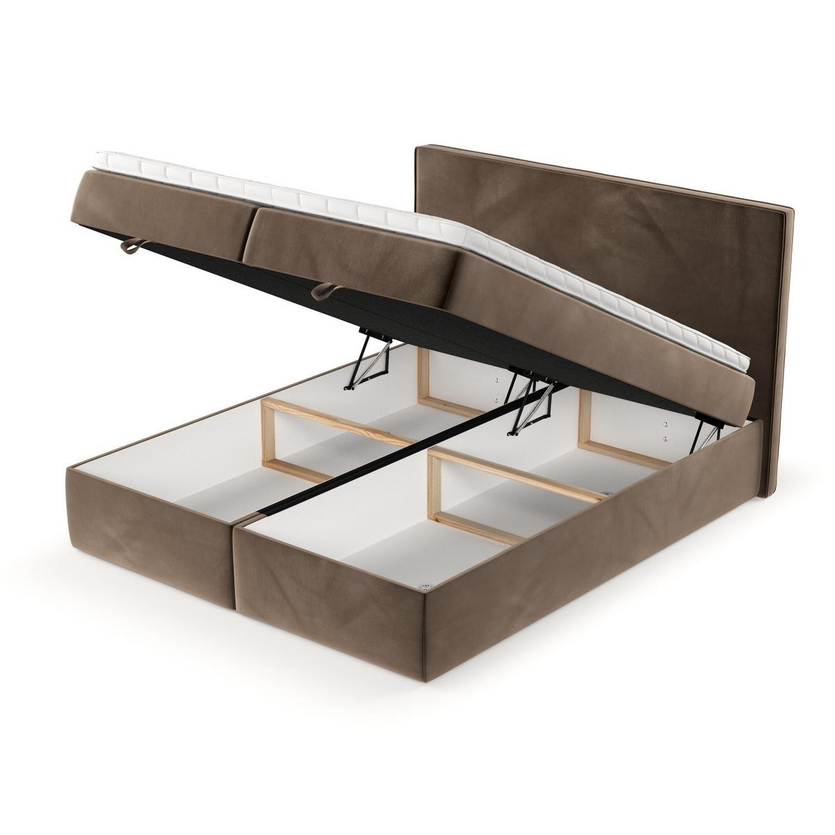 BOXBETT Velma 140/200 cm Braun im Paros Stoff - Schwarz/Braun, Holz/Holzwerkstoff (140/200cm) - AltaBeds