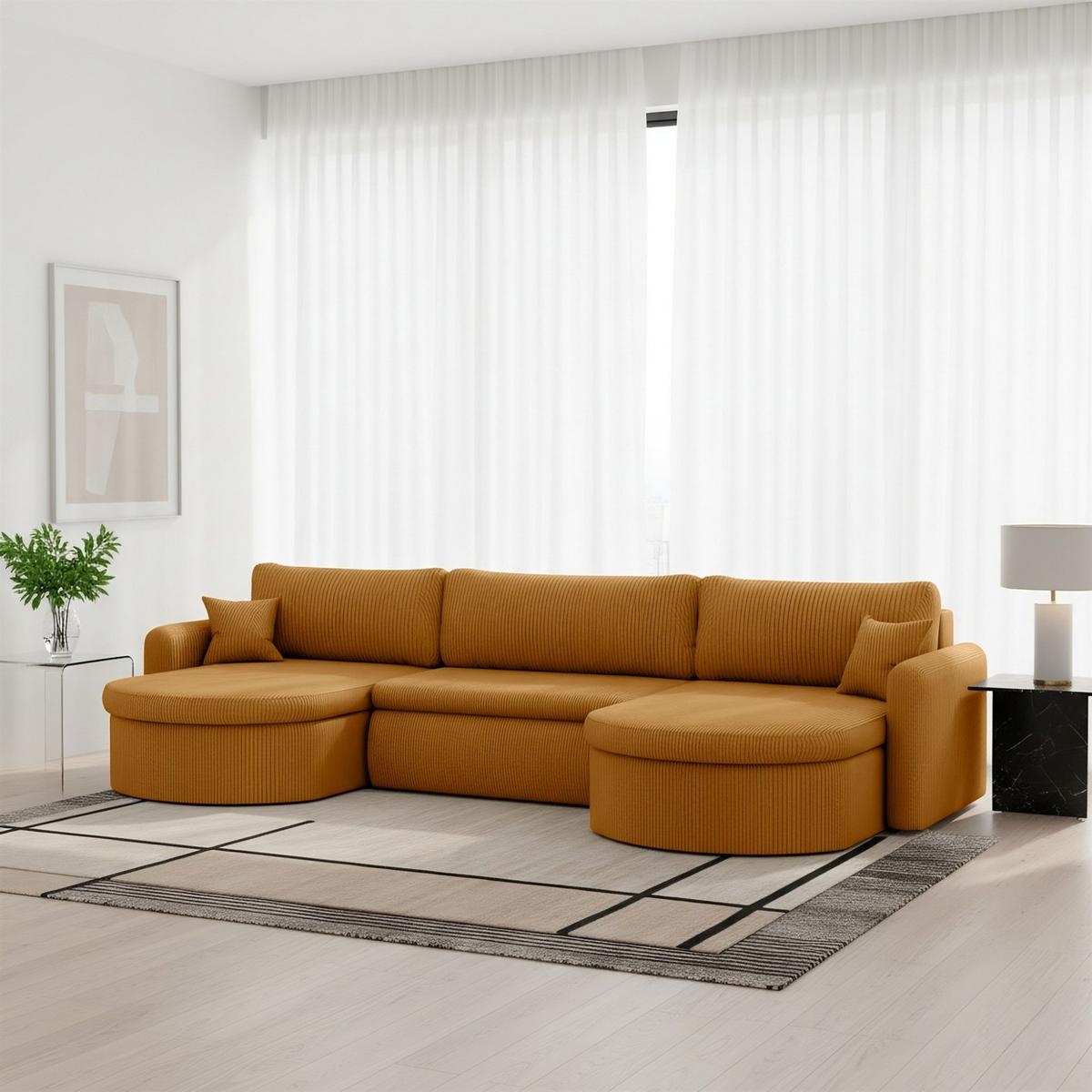 WOHNLANDSCHAFT Feliz In Poso - Gelb, Holzwerkstoff/Textil (350/83/160cm) - Fun Möbel