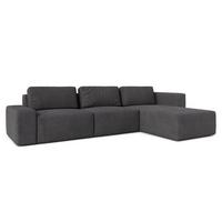 ECKSOFA L Form Arkleton Grau 360/180/93 cm Rechts Bequem & Modern - Dunkelgrau/Schwarz, Kunststoff/Textil (360/180cm) - AX Living