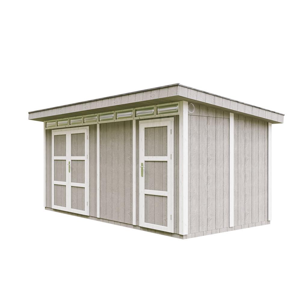 HOLZ-GARTENHAUS Basis LP SmartSide 8.52 + 2.95 m² mit B530xL279xH237 cm - M905C - TUNDRA GREY - Grau, Holz (530/237/279cm) - Timbela