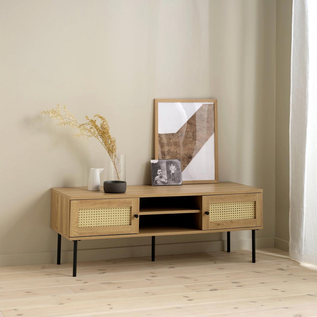 TV-LOWBOARD Mogest 120 cm - Beige/Schwarz, Holzwerkstoff/Kunststoff (120/43/40cm) - Selsey