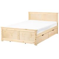 BETT mit 4 Schubladen 120/200 cm Kiefernholz Hellbraun Dauphin - Hellbraun, Holz (120/200cm) - Beliani