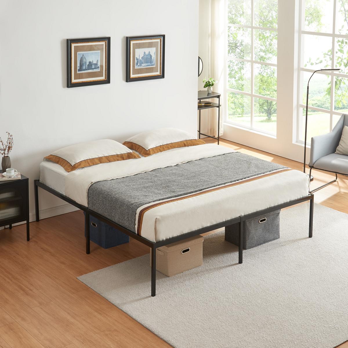 METALLBETT Vårdö - Schwarz, Metall (160/200cm) - [en.casa]