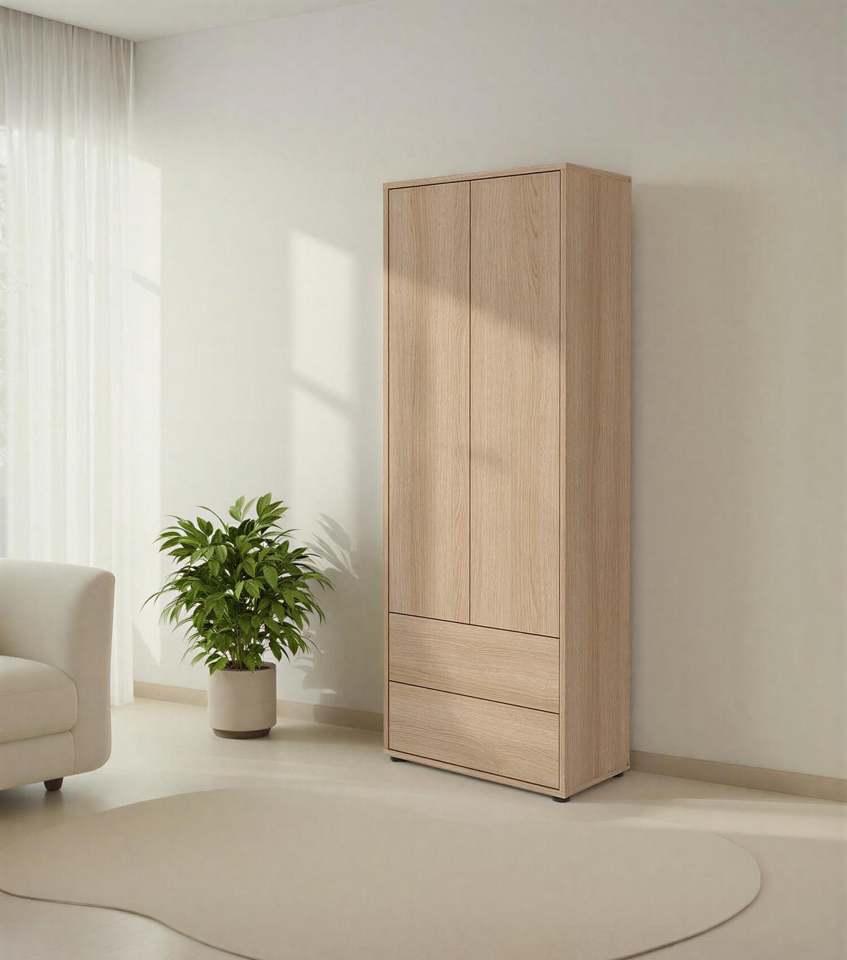 HOCHSCHRANK Der Aufrechte - Braun, Holzwerkstoff (70/188/36cm) - Mokebo