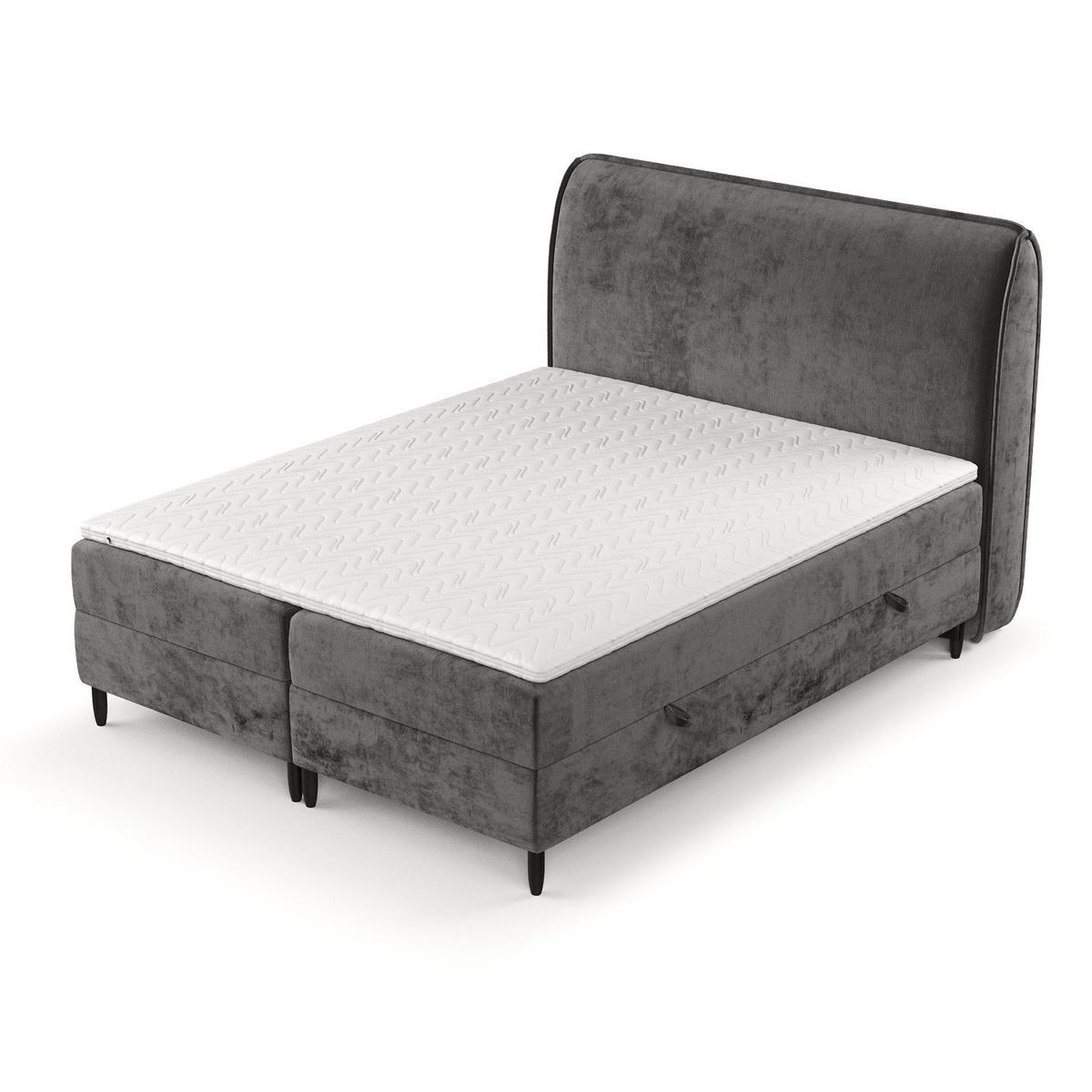 BOXBETT Lunaro 200/200 cm Stahl im Lotta Stoff - Graphitfarben/Schwarz, Holz/Holzwerkstoff (200/200cm) - AltaBeds
