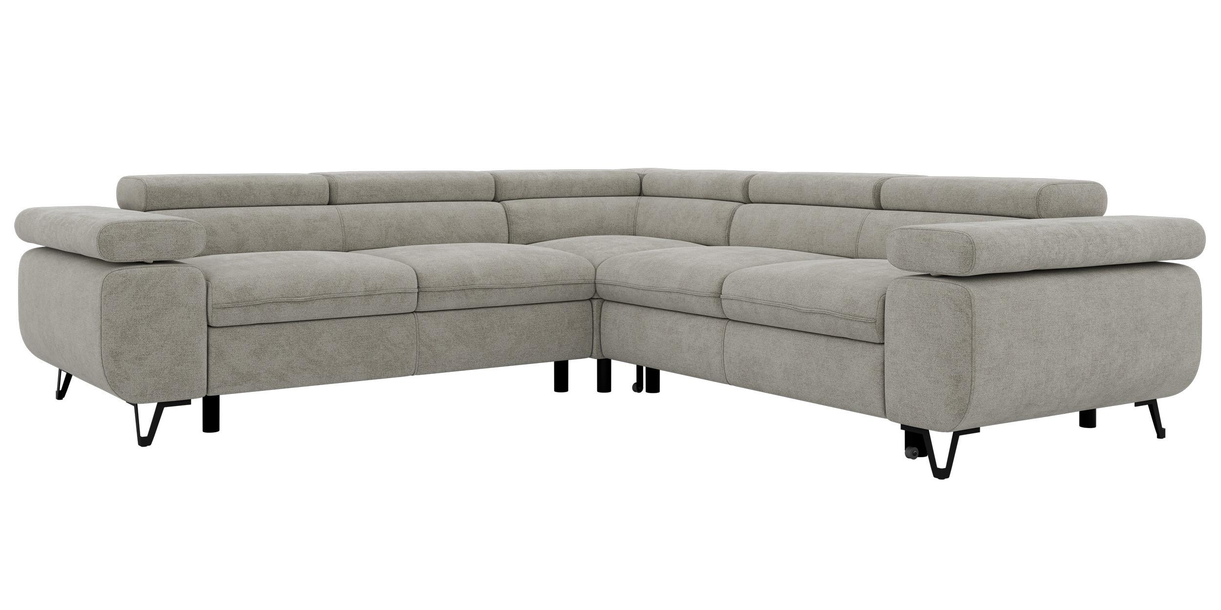 ECKSOFA QUADRO L - Hellgrau Stukture - Links Seite - Hellgrau/Schwarz, Textil/Metall (269/269cm) - MKS