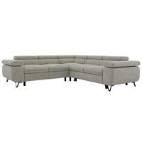 ECKSOFA QUADRO L - Hellgrau Stukture - Links Seite - Hellgrau/Schwarz, Textil/Metall (269/269cm) - MKS